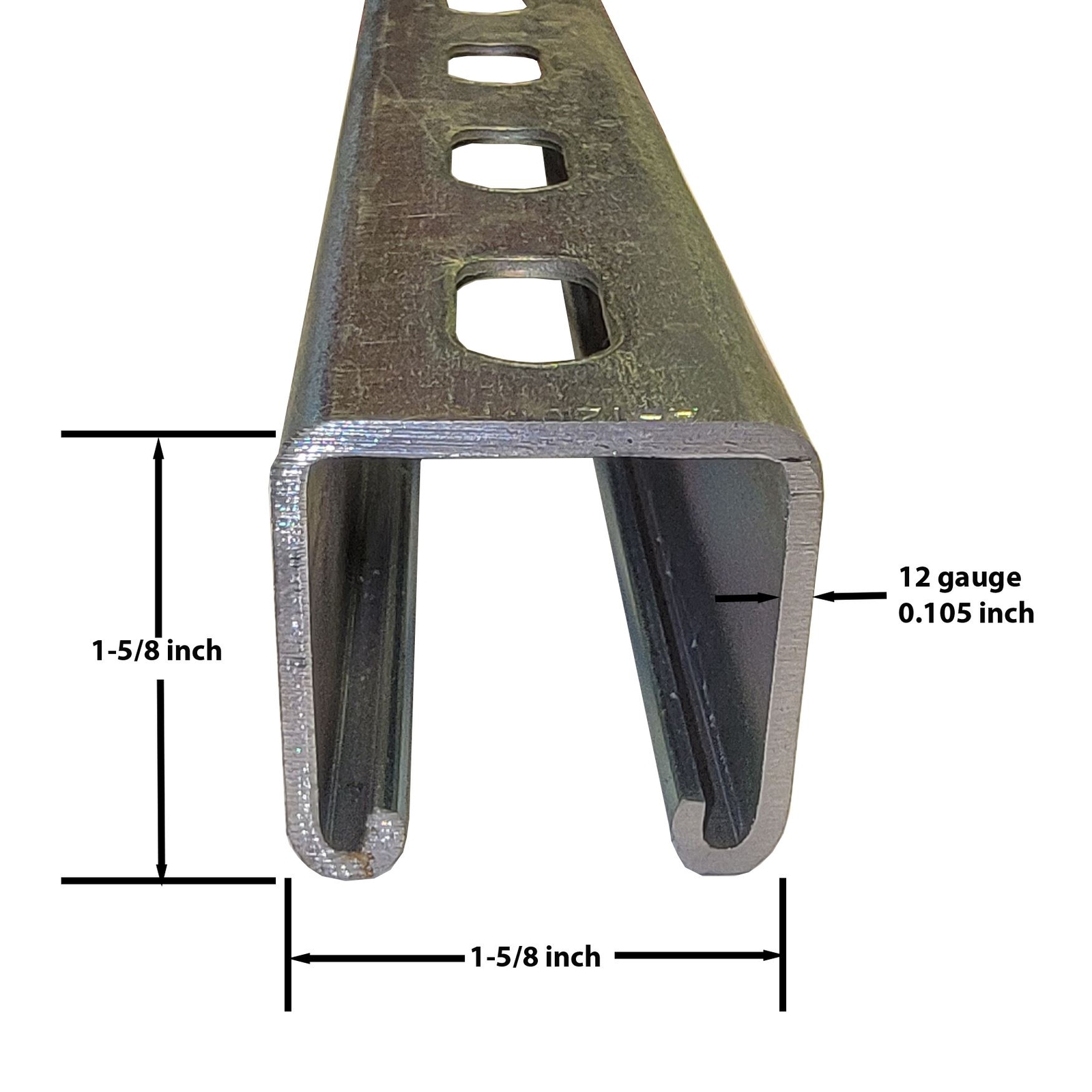 1-5/8 x 1-5/8 x 60 inches (3 Pack), Gold Galvanized Steel, Slotted Strut Channel