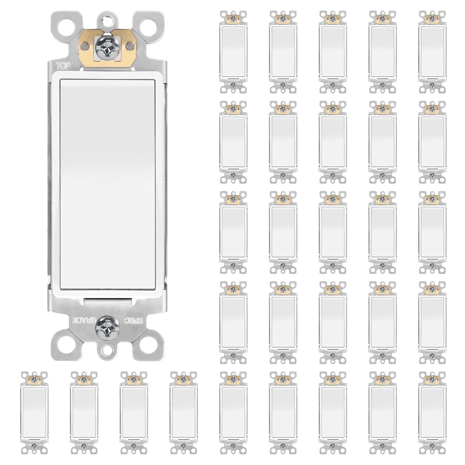 30 Pack Matte White 3 Way Decorative Light Switch, 15Amp, 120V/277V, AC NEW