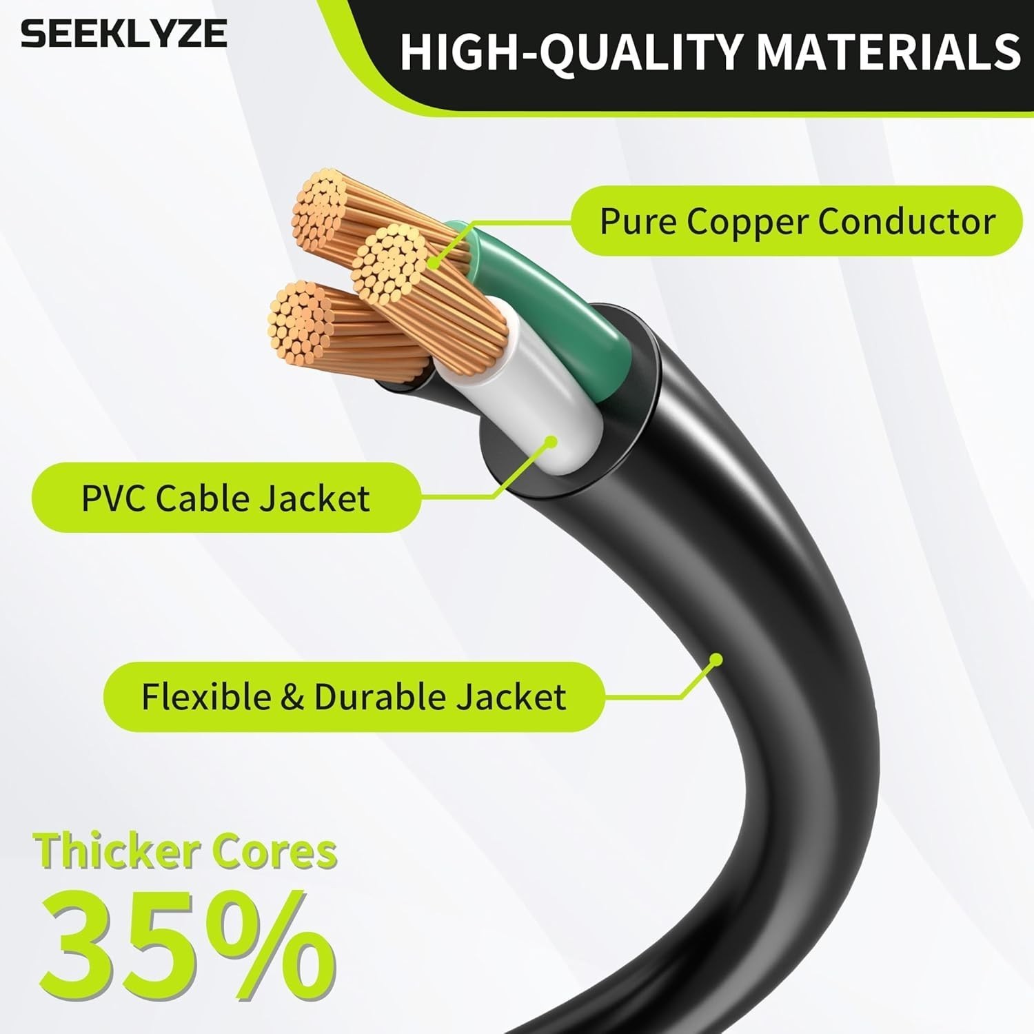 16/3 Black Extension Cord 6 FT Indoor Short Extension Cord Office Home