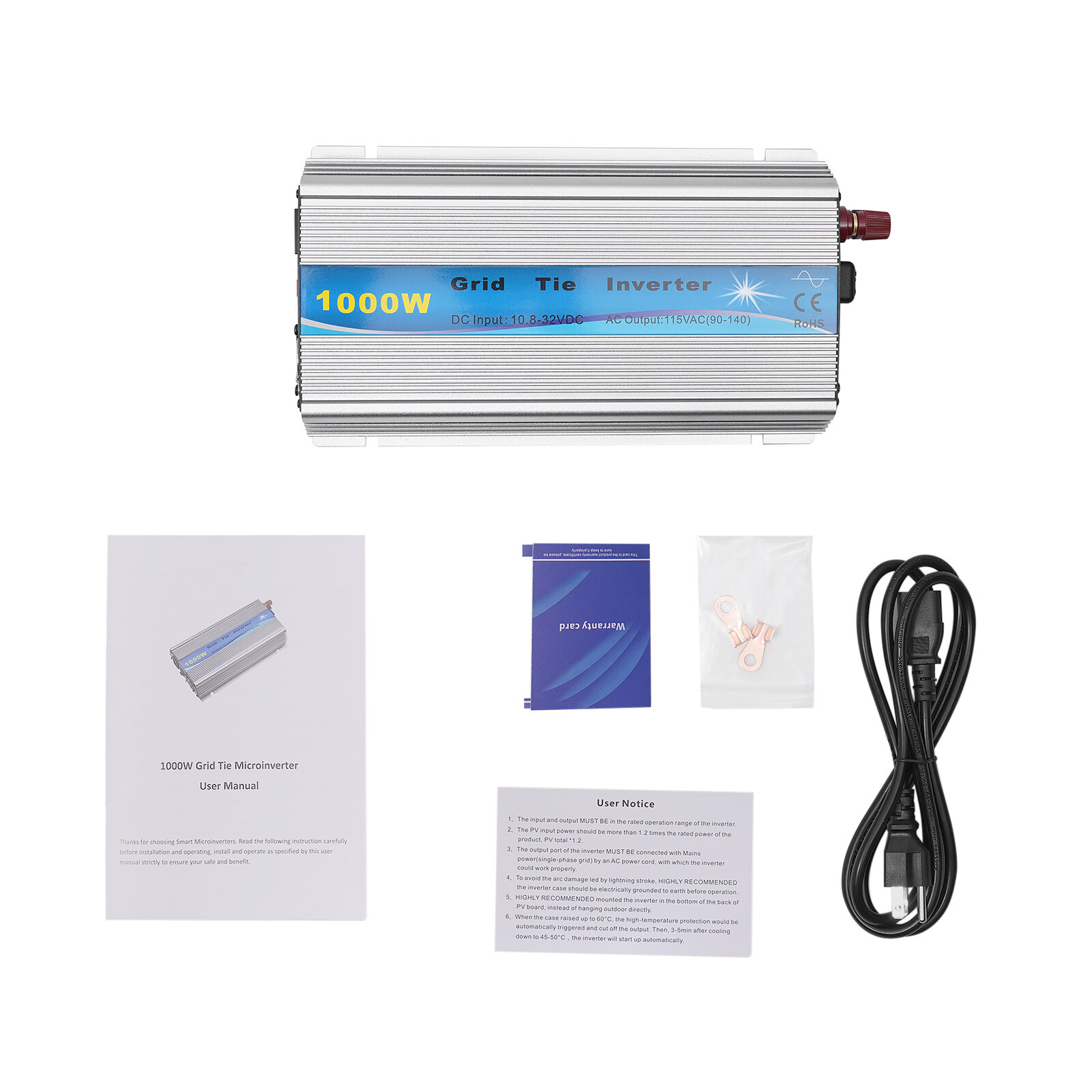 1000W MPPT Grid Tie Inverter DC10.8-32V to AC90-140V Pure Sine Wave Inverter