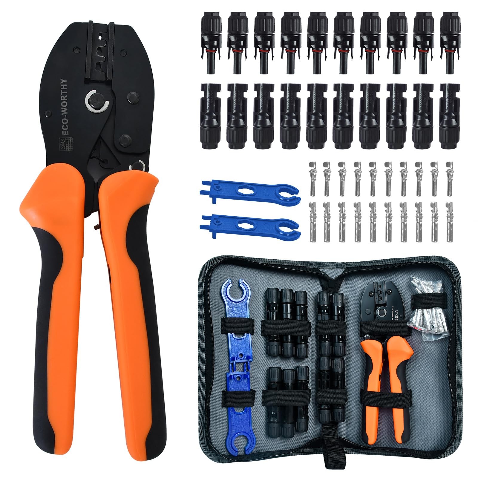 Solar Crimper Tool Kit 13 PCS Solar Tools – a Crimper, 10 Pairs of Solar Conn…