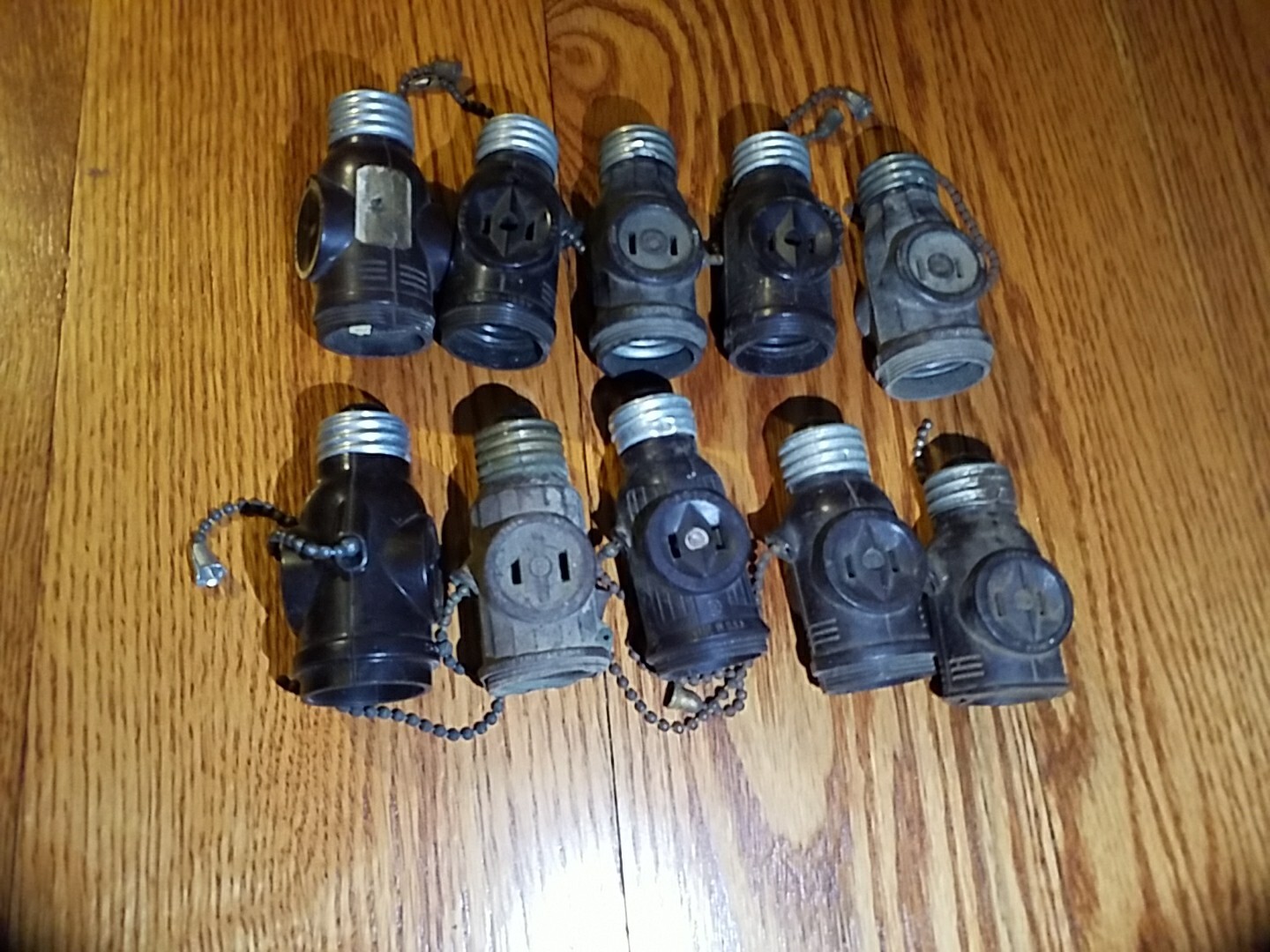Vintage 2 Outlet Light Socket to Plug Adapter Electrical Screw In Bulb Lot – 18