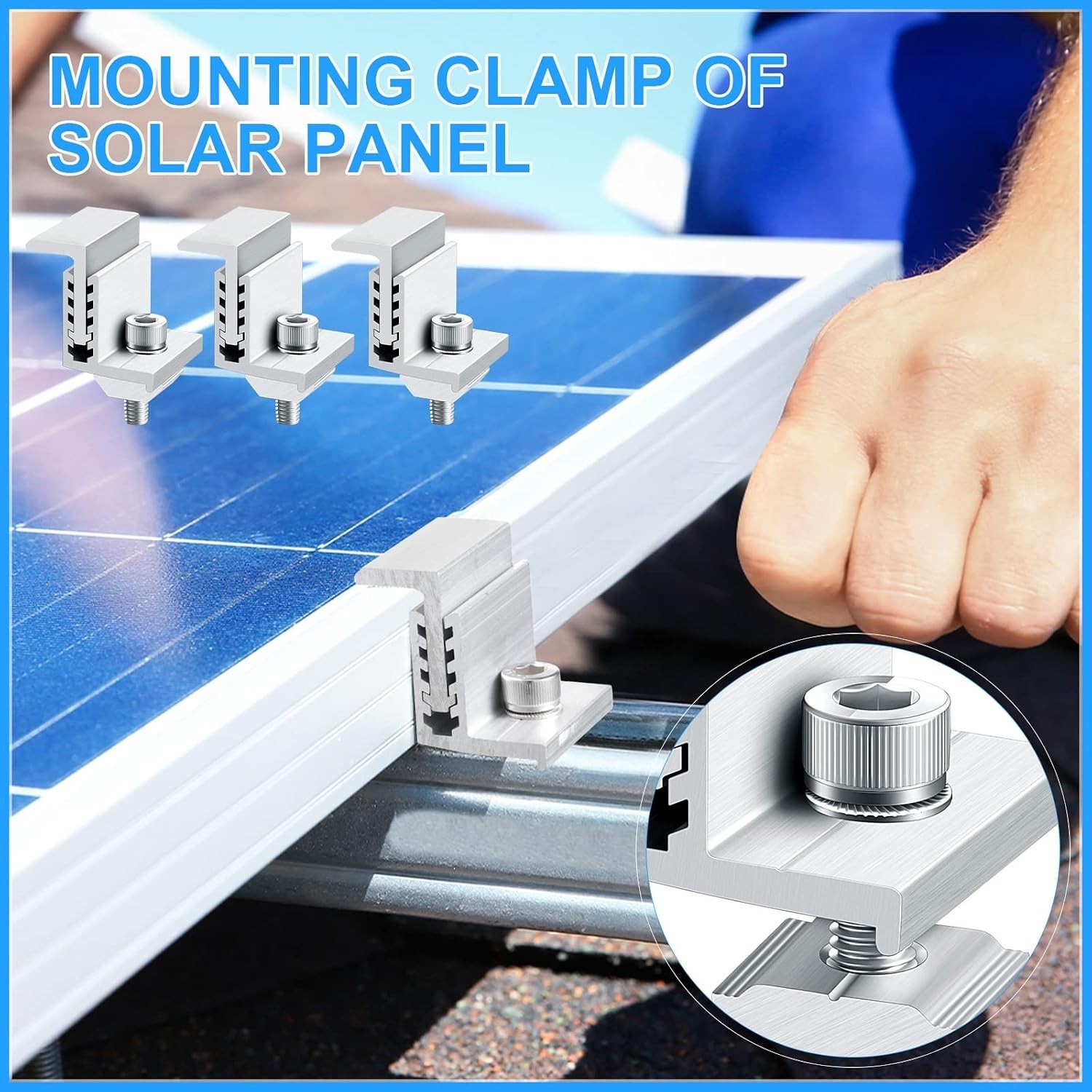 Corrosion-Resistant Aluminum Solar Panel Clamps – 20 Pack for Secure Mounting