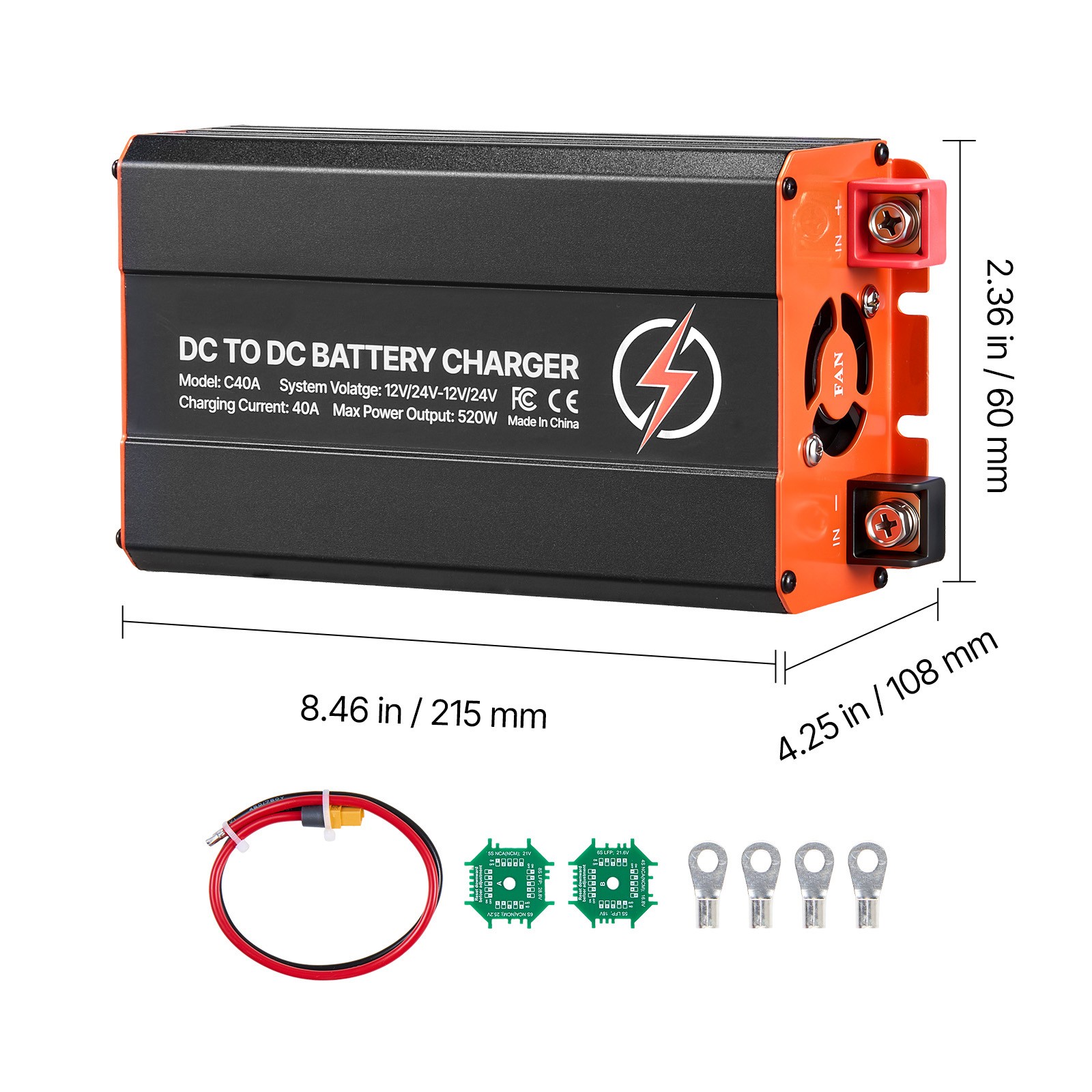 Uimoso 40A DC to DC Charger for LiFePO4 and Lead-Acid Batteries, 520W