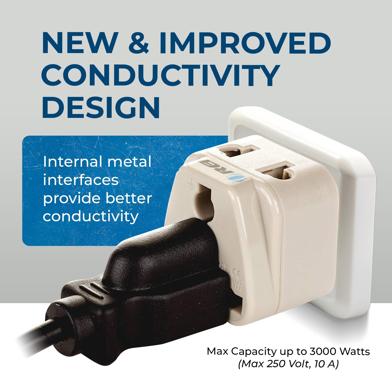 OREI 2 in 1 USA Travel Adapter Plug – UK/EU to US Type B -Grounded Universal