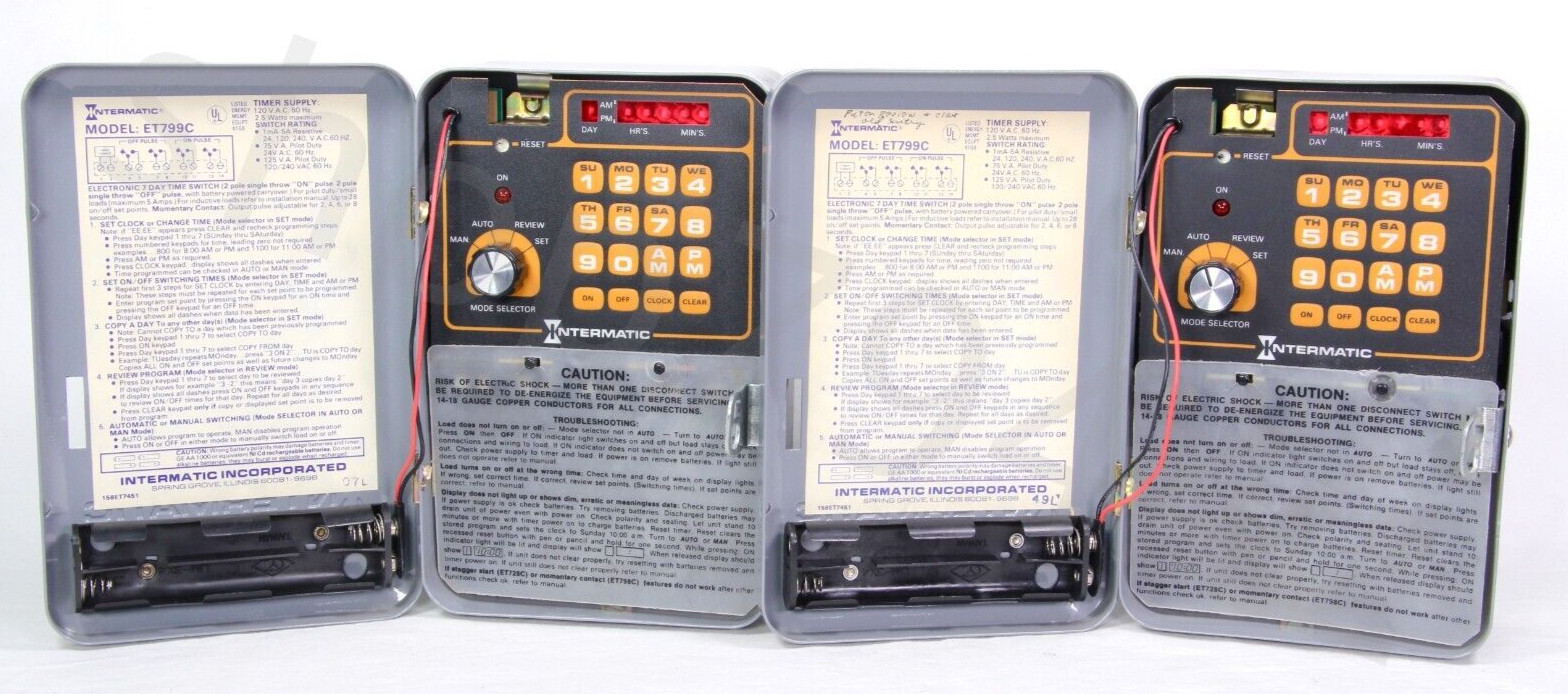 INTERMATIC – ET799C Electronic Timer Supply 7 Day Switch Steel Case – LOT OF 2