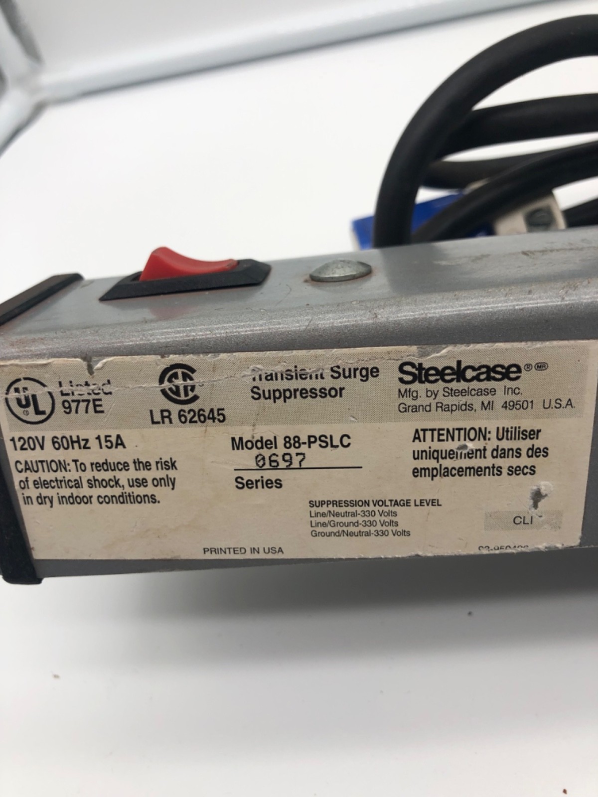 Steelcase industrial metal power strip 6 plug commercial shop woodhead plug
