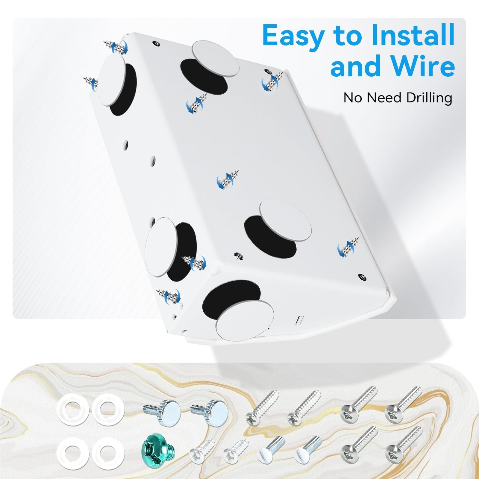 Under Cabinet Outlet Box – Easy Install, Knock-Out Holes, Hidden Outlets, Fits S