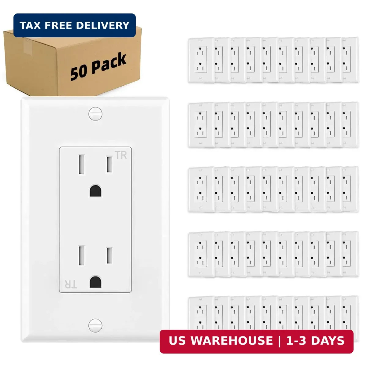 Micmi Outlet Socket, Decorator Receptacle, 15 Amp, 125 Volt, Tamper Resistant, T