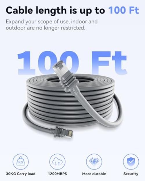 Starlink Gen 3 Cable 100 FT – Waterproof & Durable Ethernet Extension Cord