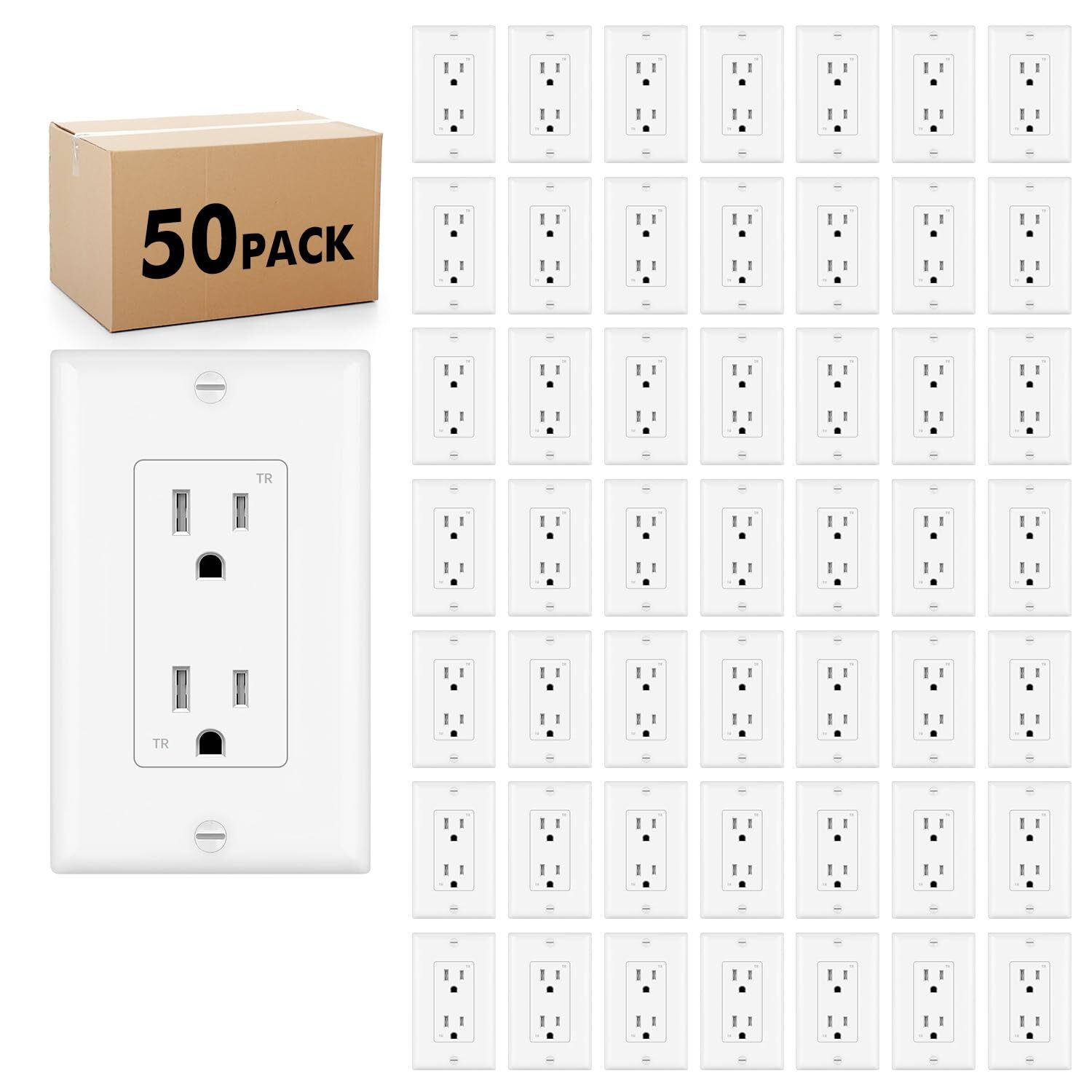 Decorator Receptacle Outlet,Tamper Resistant,15/20A,125 Volt,UL List,with panel