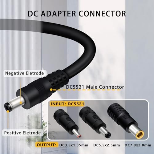 5FT 1.5M Solar Panel Adapter for Jackery, to DC 5.5×2.1mm 5FT-14+16AWG