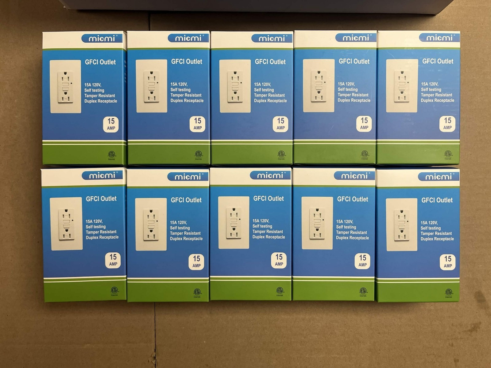 MICMI 15A GFCI White Outlet Tamper Resistant Receptacle 10 Pack