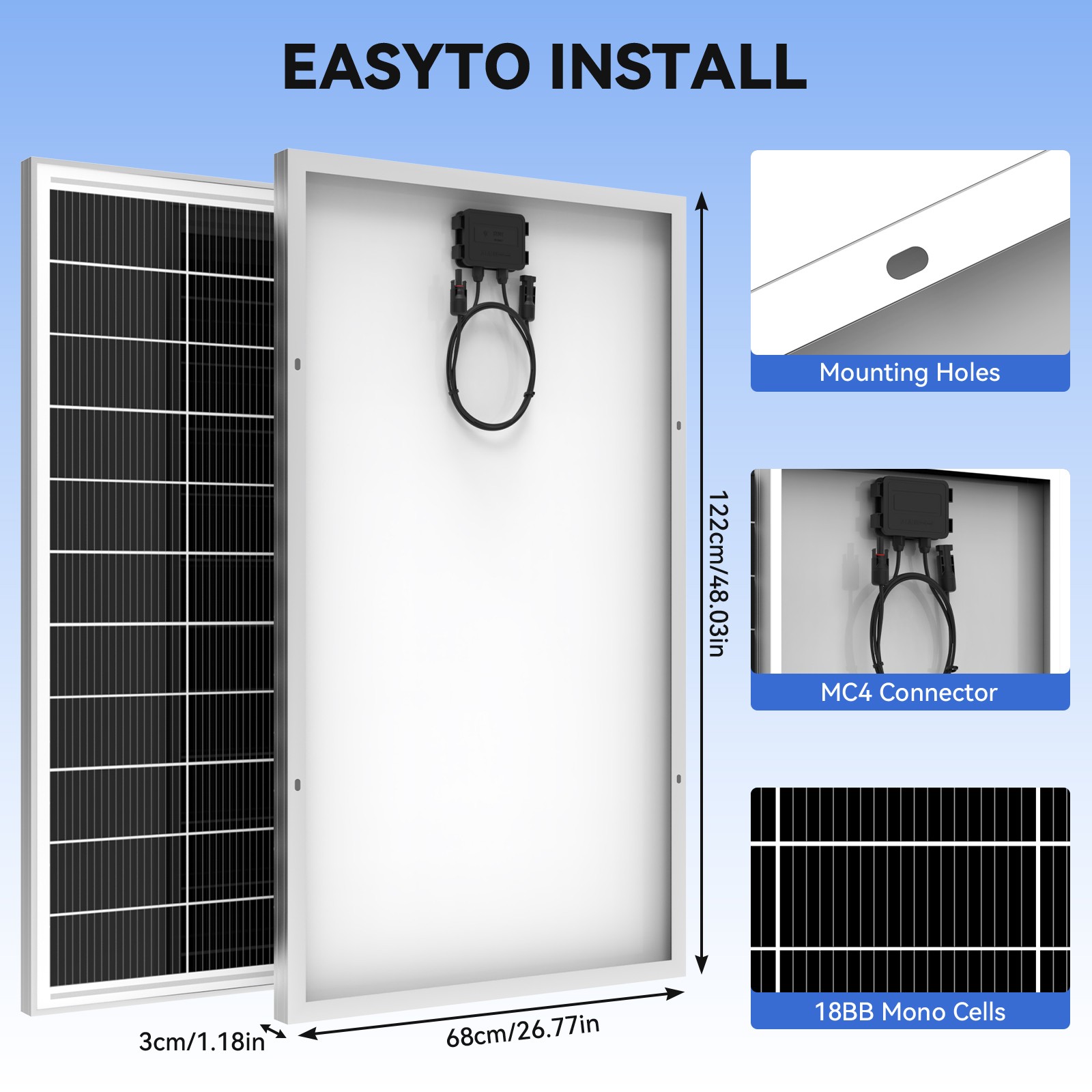 400W Solar Panel (200w*2) 12V Battery Charge RV Car Marine Home Off-Grid Charger