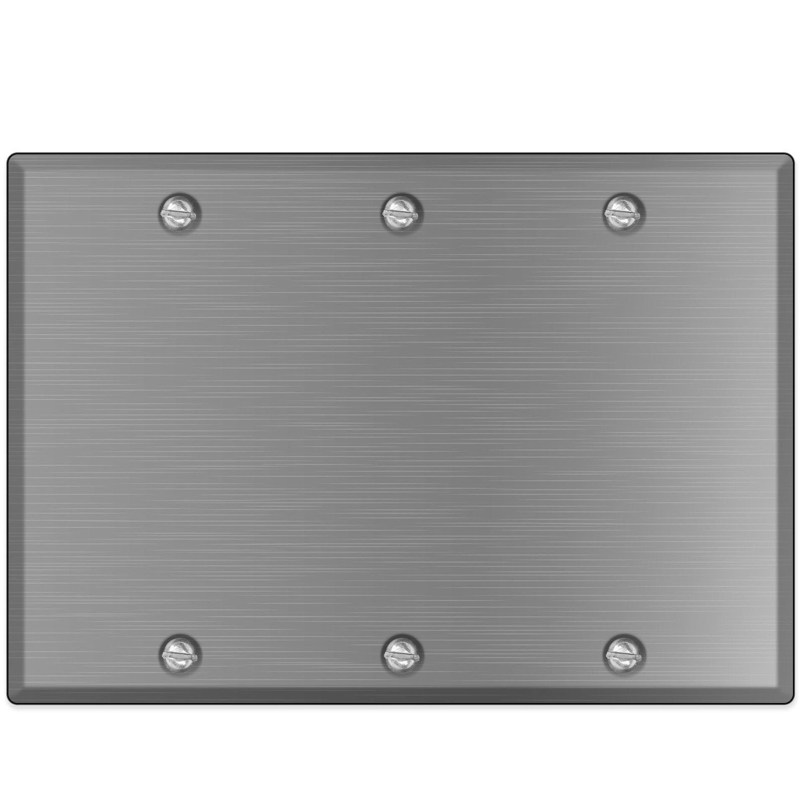 3-Gang Blank Stainless Steel Wall Plate Cover, Made in USA, Standard Size…