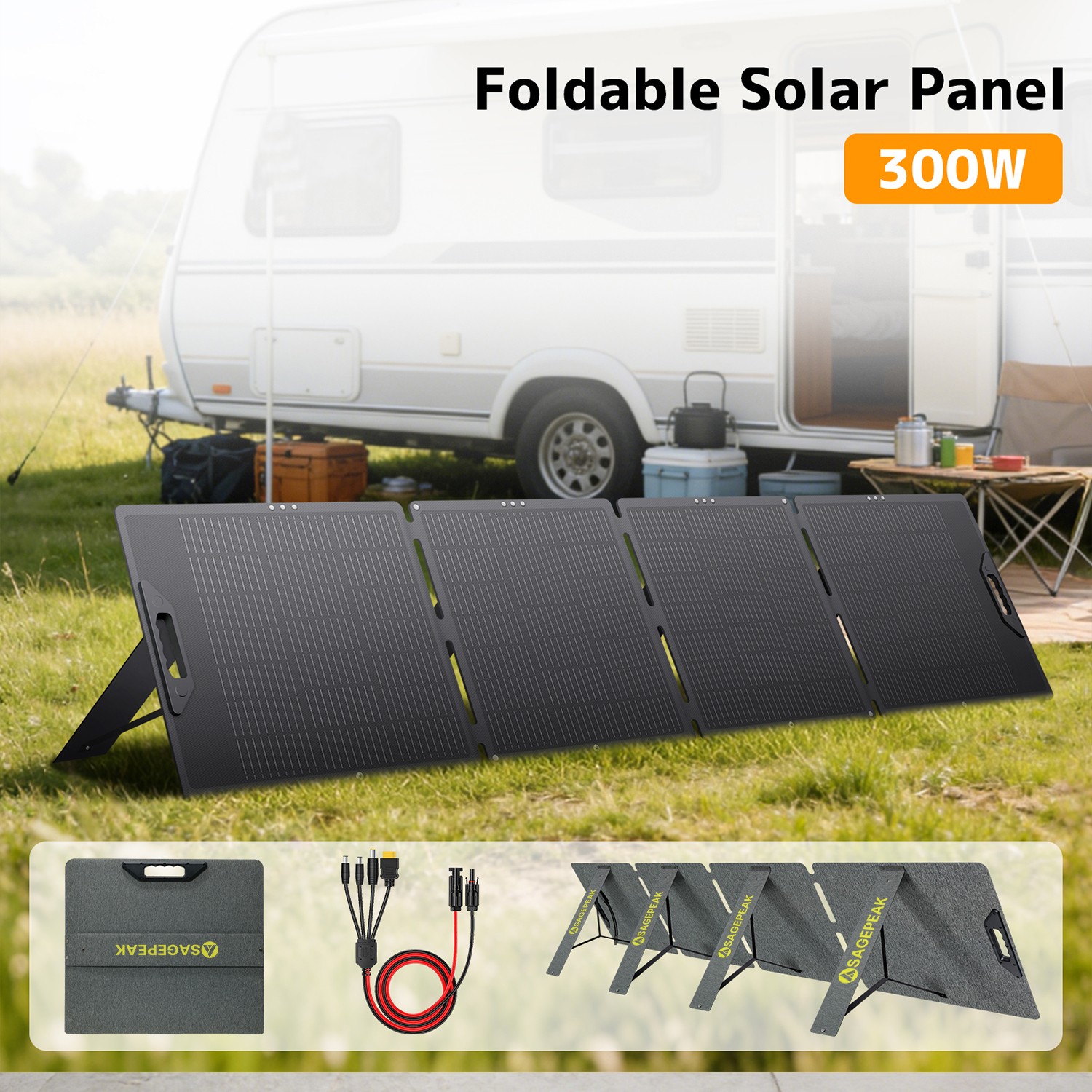 300W Portable Solar Panel ETFE Foldable Solar Charger for Power Station Charging