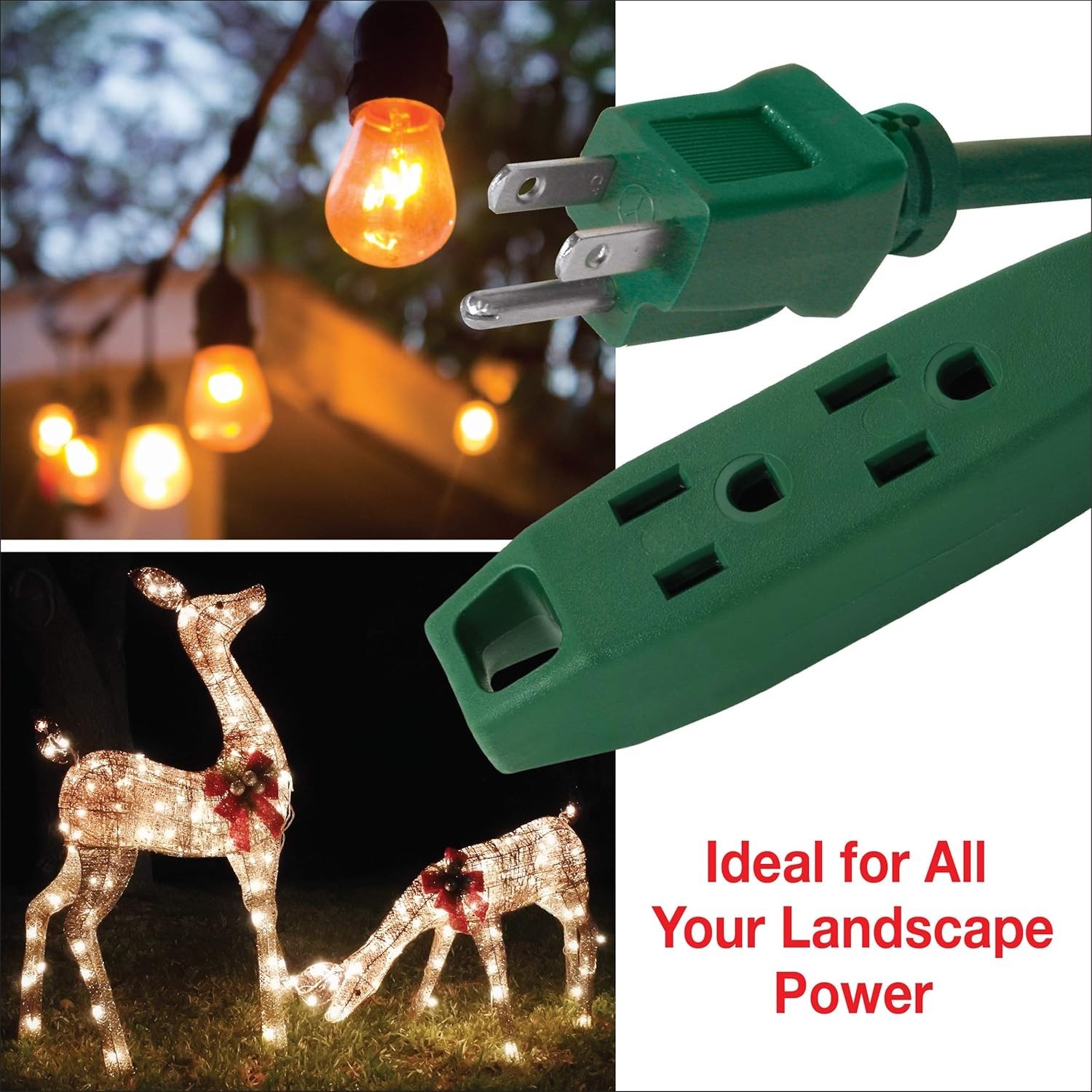 CP 9 ft 16/3 SJTW 3-Outlet Garden Holiday Outdoor Extension Cord Green (CP10140)