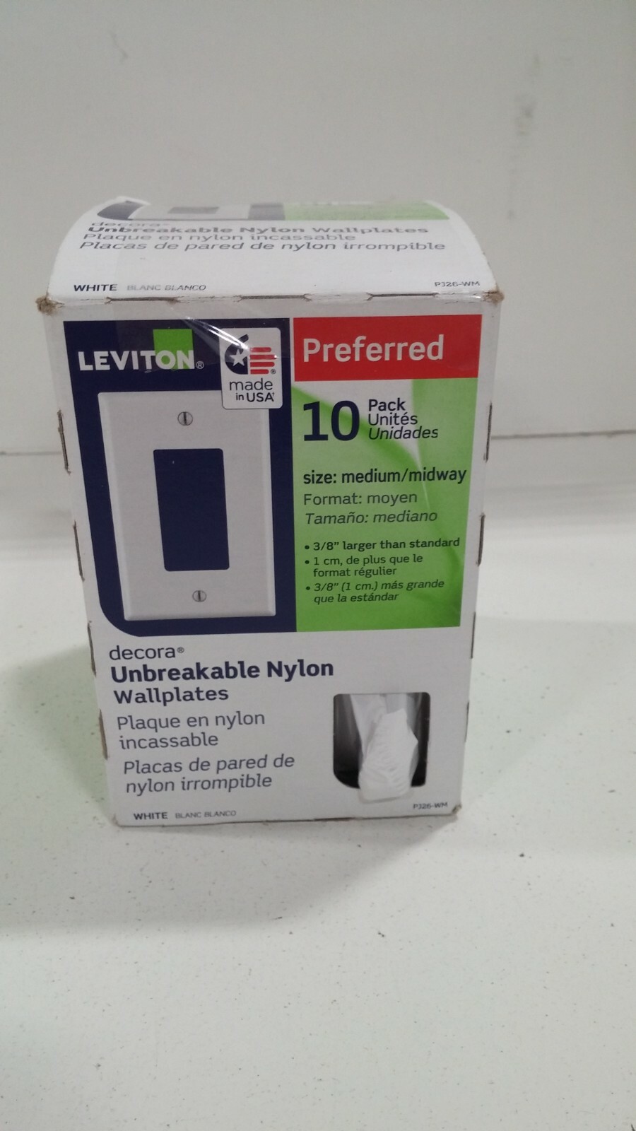 Leviton M52-0Pj26-0Wm Medium/Midway Sized Unbreakable Nylon Wallplates *10 PACK*