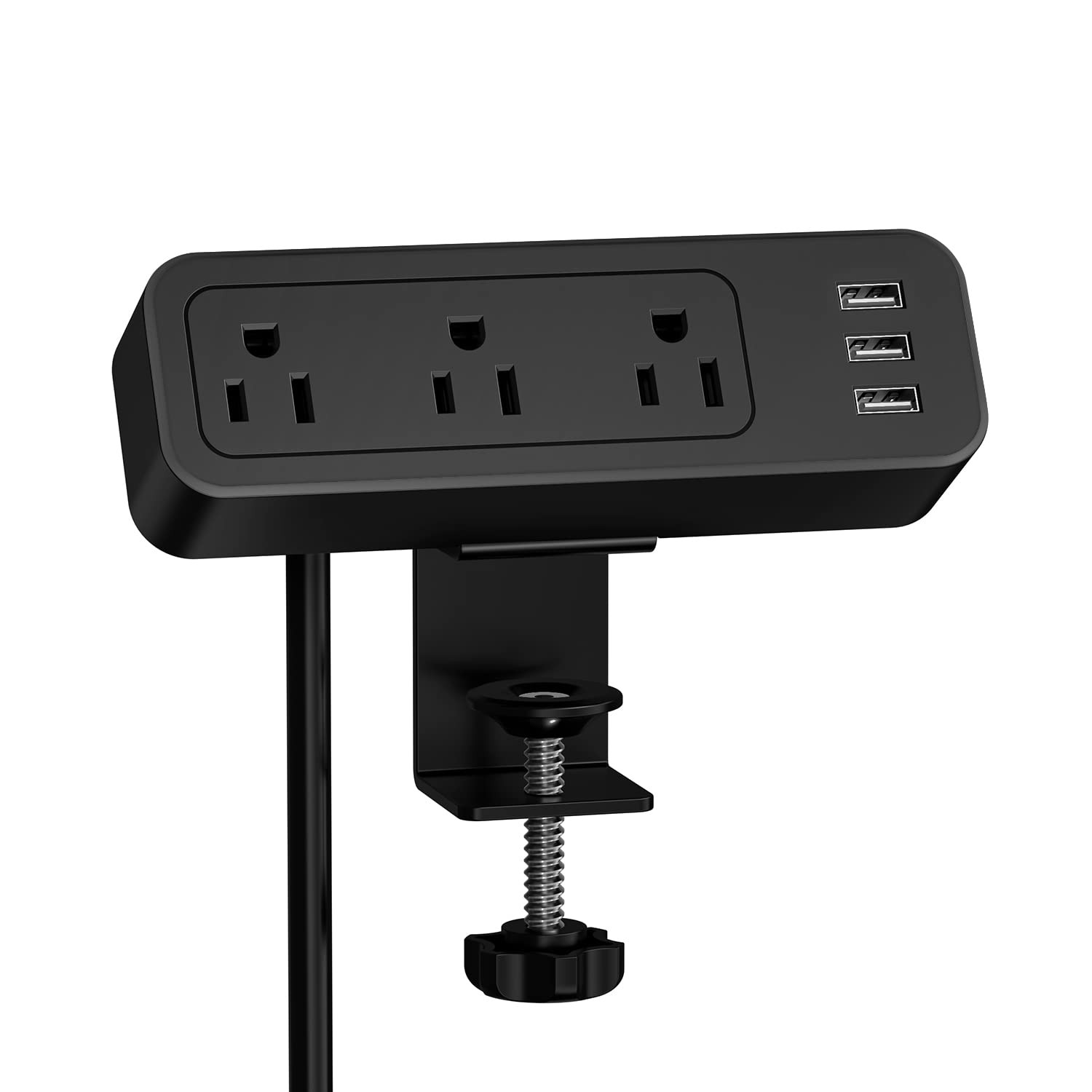 Desk Power Strip JSVER Clamp Strip, Mount USB Charging Black