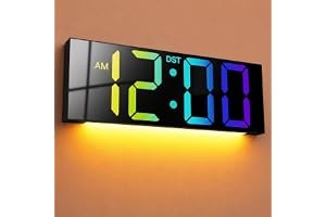 JALL Digital Wall Clock Large Display with Big LED Numbers, Remote Control, 8 RG