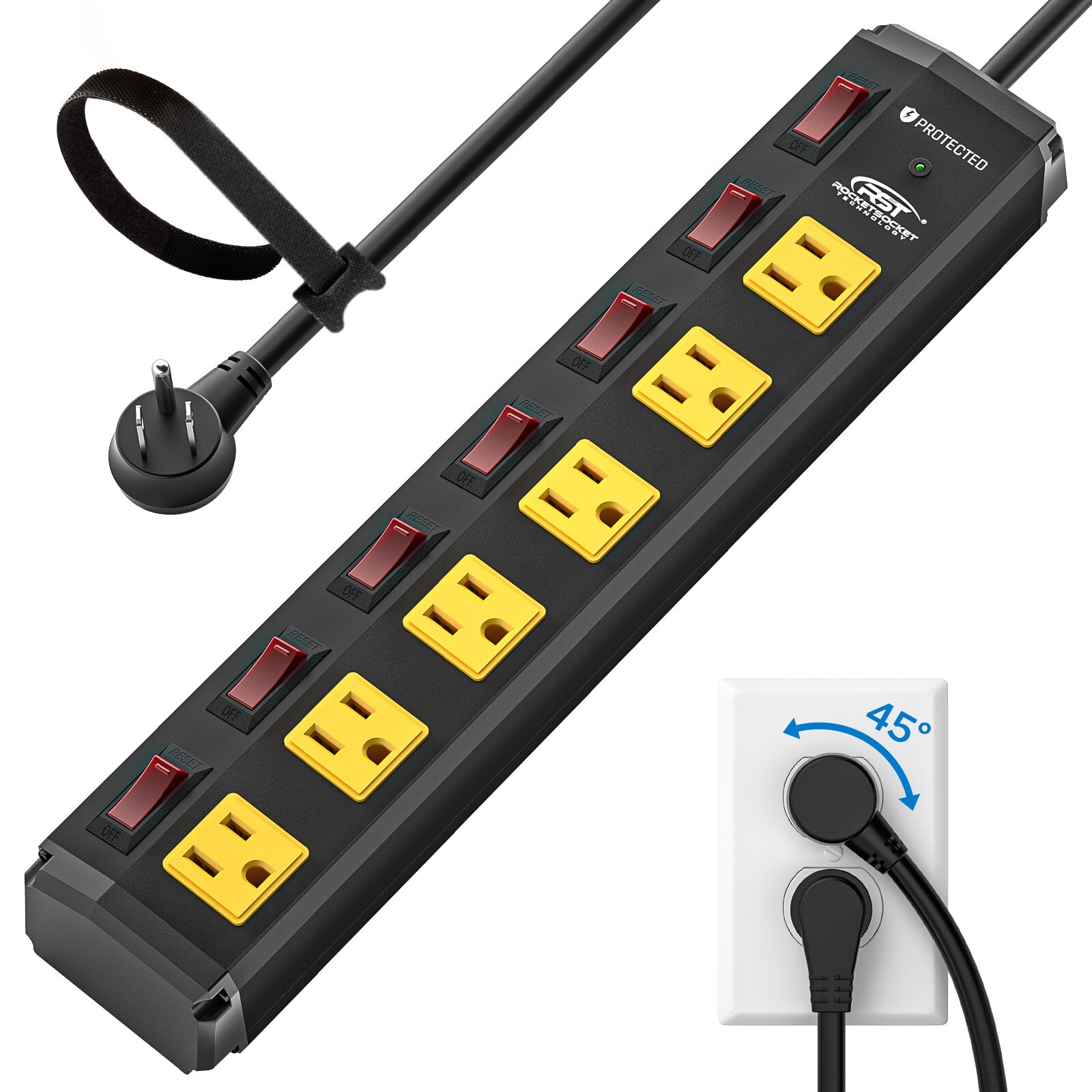 6-8 Outlet Heavy Duty 3300J Power Strip Surge Protector with 6FT Cord(15A/1875W)