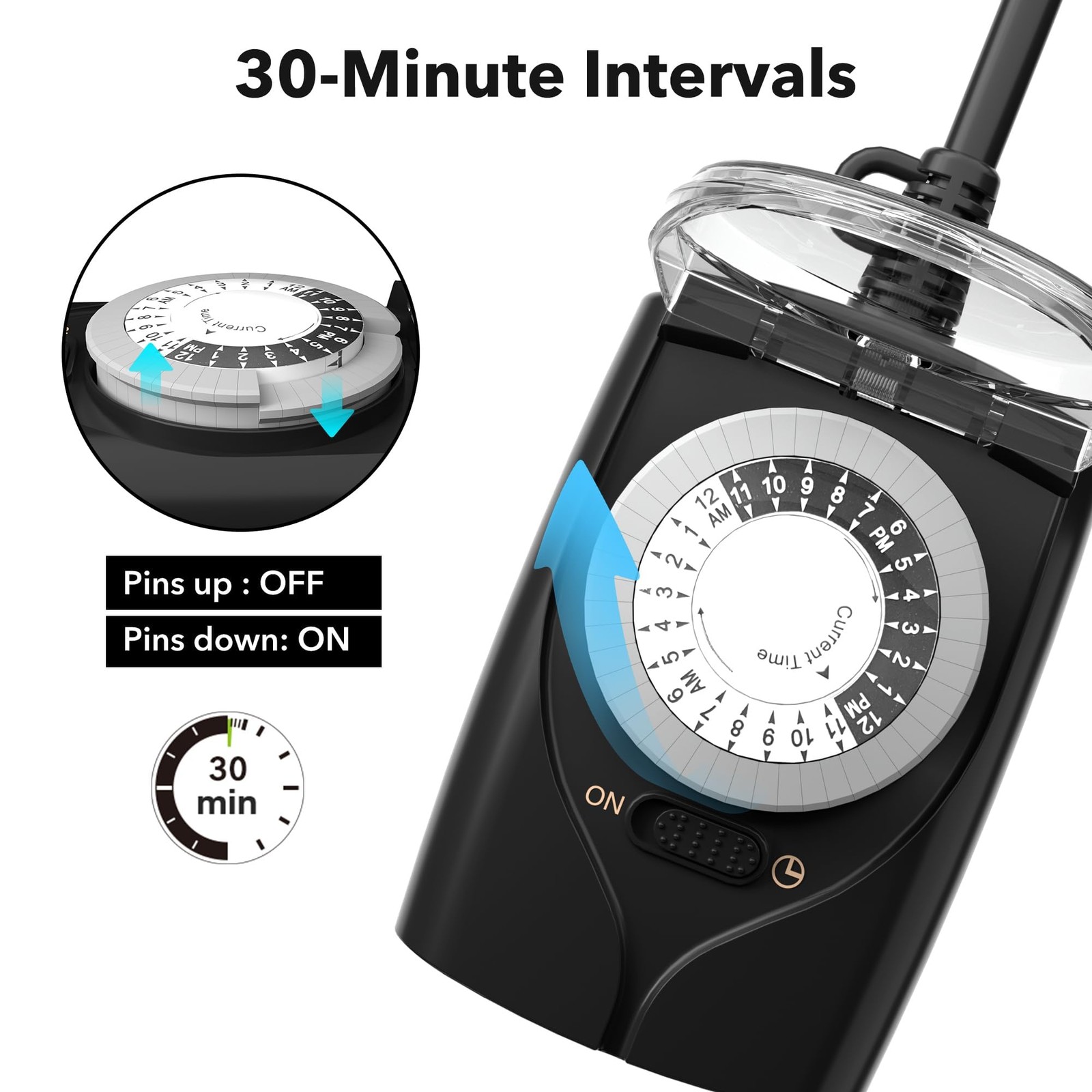 Outdoor Timer Outlet Waterproof, 24 Hour Mechanical Light Timers for Electric…