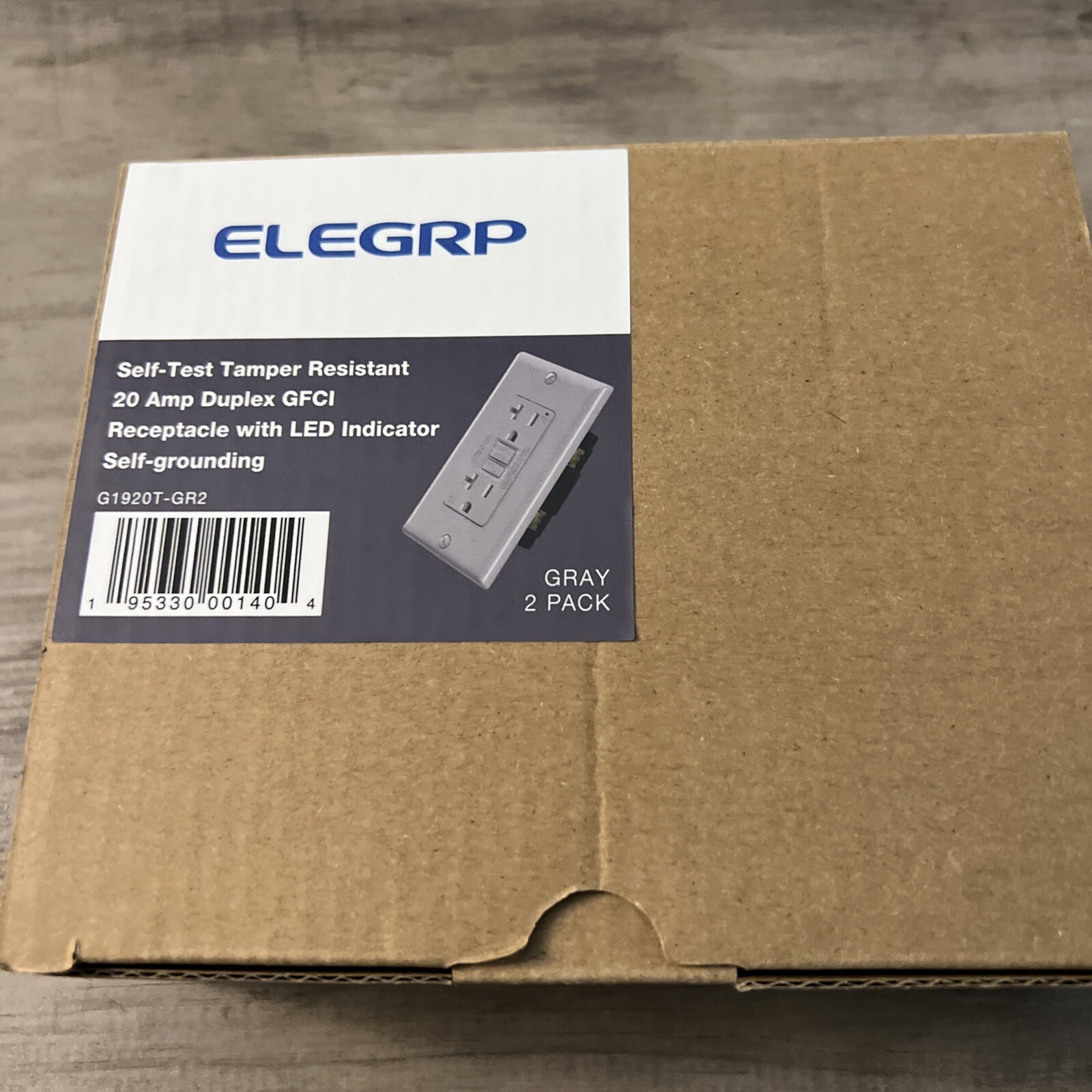 20 AMP Duplex GFCI Receptacle With lED Indicator 2 Pk Gray