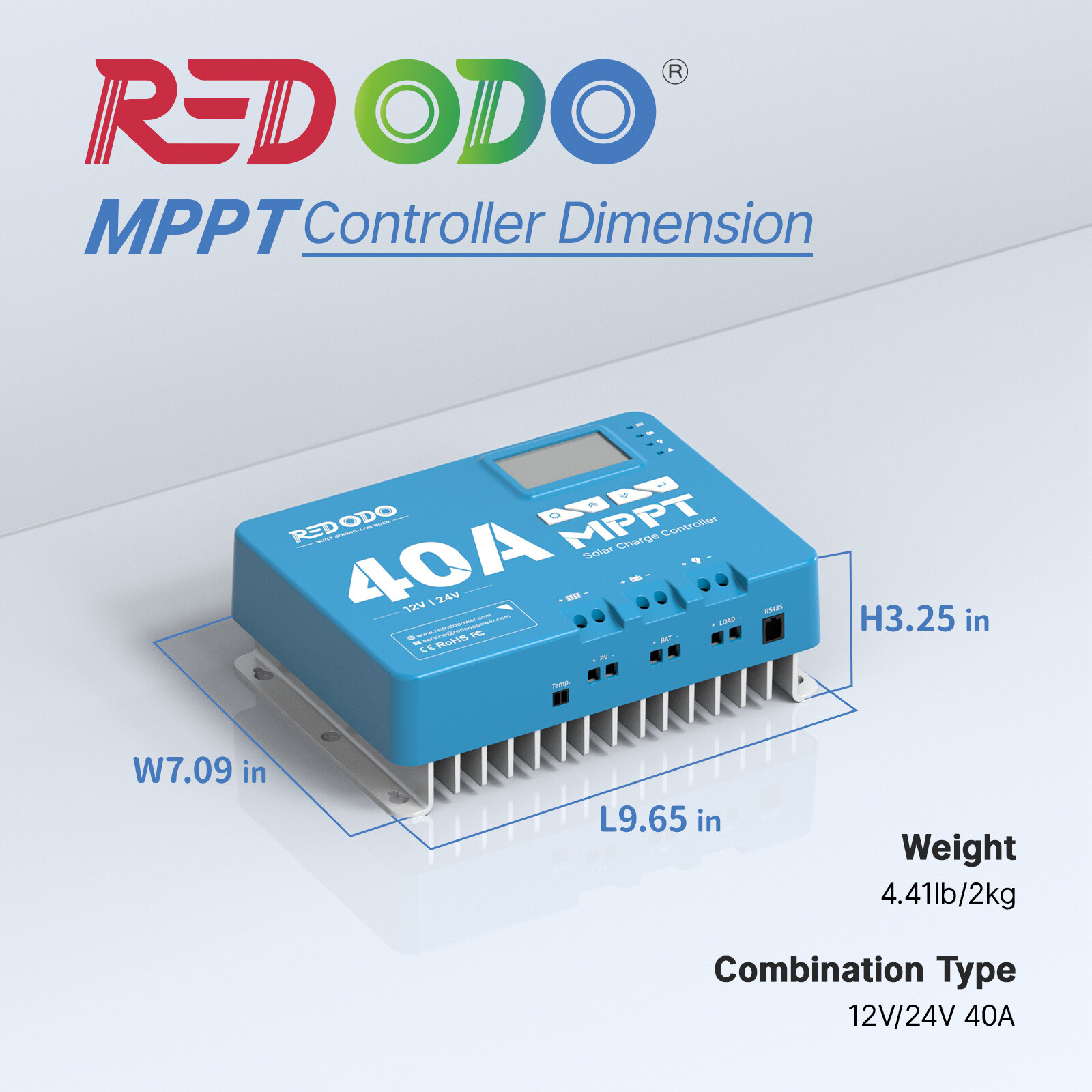 Redodo MPPT Solar Charge Controller 40A 12V/24V Bluetooth App Wireless Control