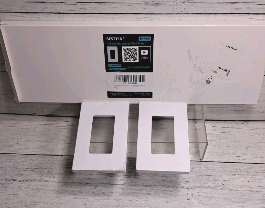 10 Pack Decorator Screwless Outlet Wall Plate, USWP6 Glossy Off White, 1 Gang…