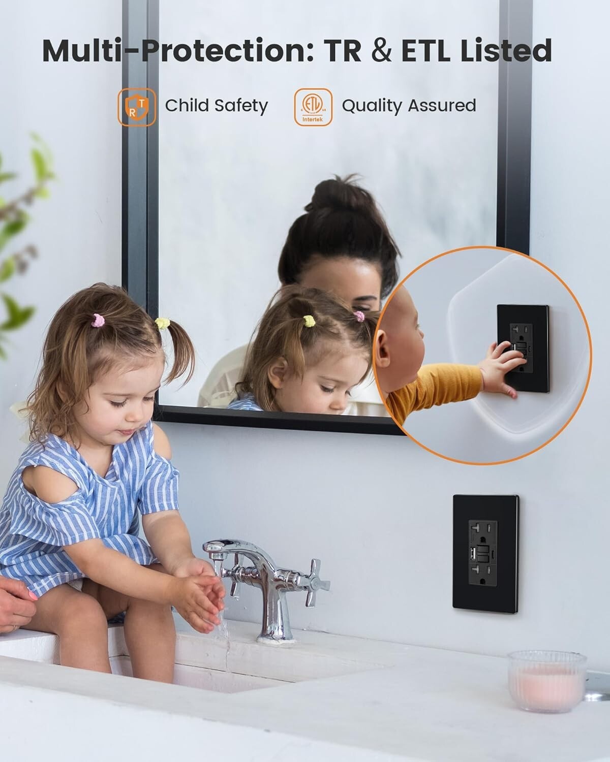 SURAIELEC 20 Amp GFCI Outlet with USB ports-A-C, Tamper resistant