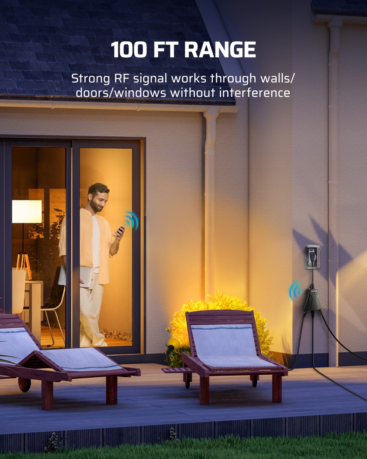 DEWENWILS Outdoor Electrical Outlet with Wireless Remote 3 Grounded Sockets ETL