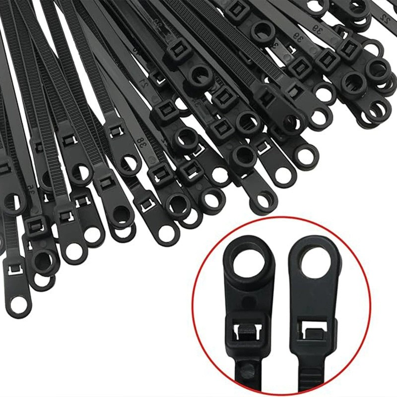 100Pc Nylon Cable Ties with Screw Hole Car Accessory Fixed Head Cable Ties