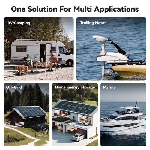 Power Queen 12V 125Ah Group27 Bluetooth Lithium Battery 1600Wh for Boat Solar RV
