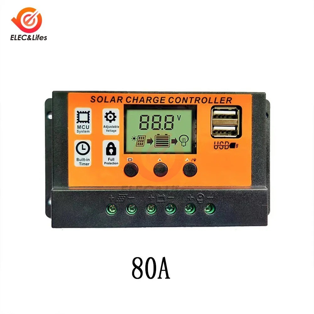 100A Solar Panel Regulator Charge Controller Auto Focus Tracking 12/24V US
