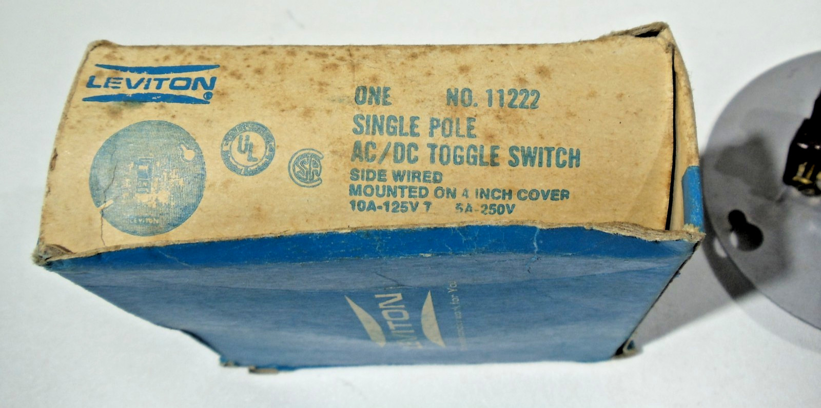 AC/DC Toggle Switch Brown Side Wired Single Pole on 4″ Cover LEVITON 11222