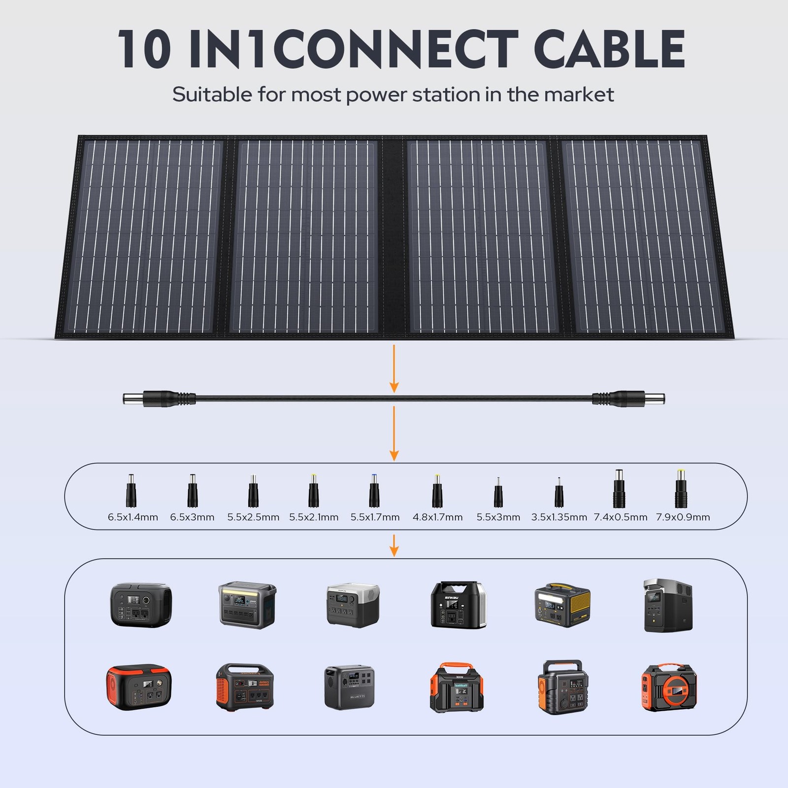 ENGINSTAR 60W Foldable Solar Panel Charger with 18V DC Outlet for Portable Po…