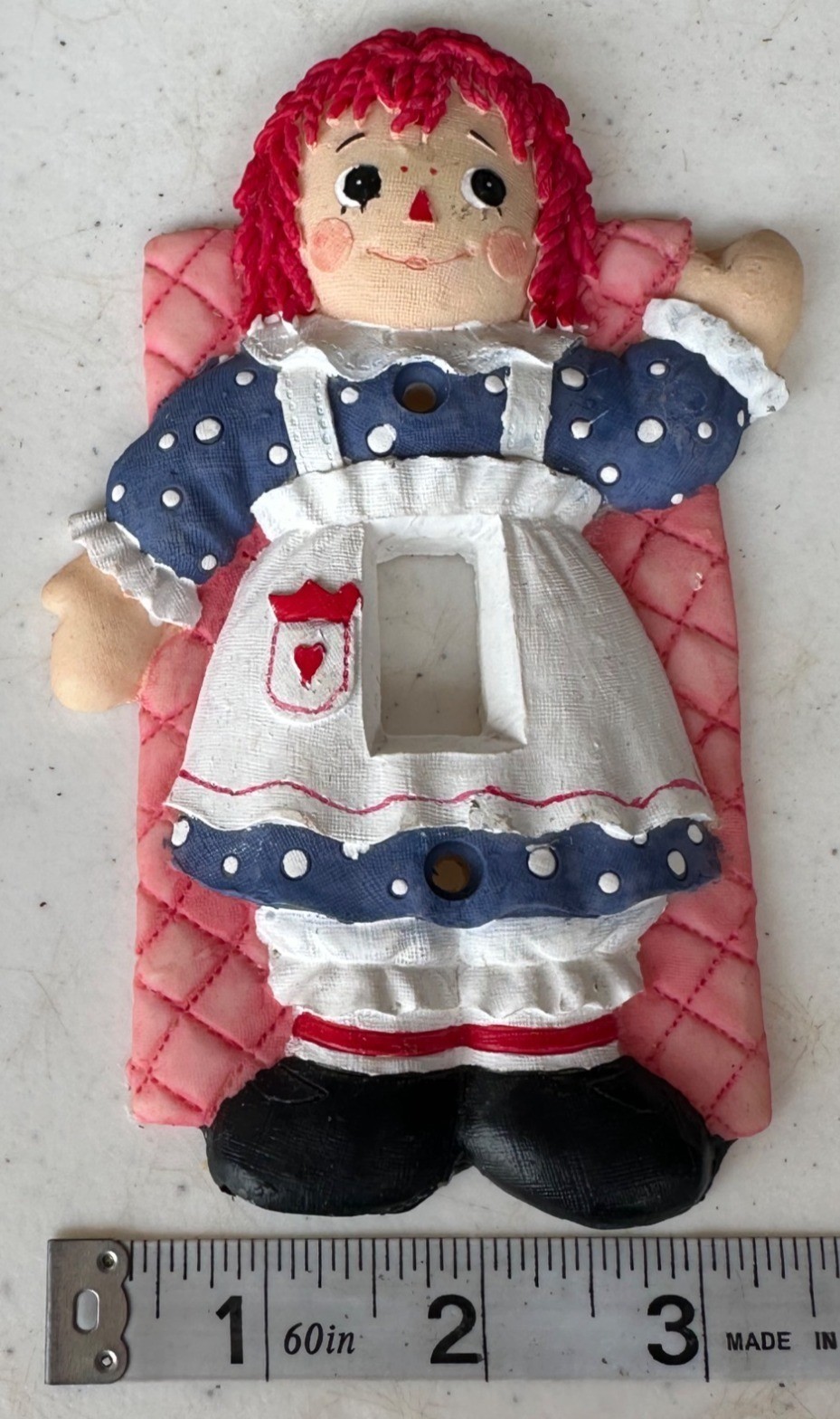 Unbranded Raggedy Ann Collectible Light Switch Plate Cover Ceramic 6″ Tall-READ