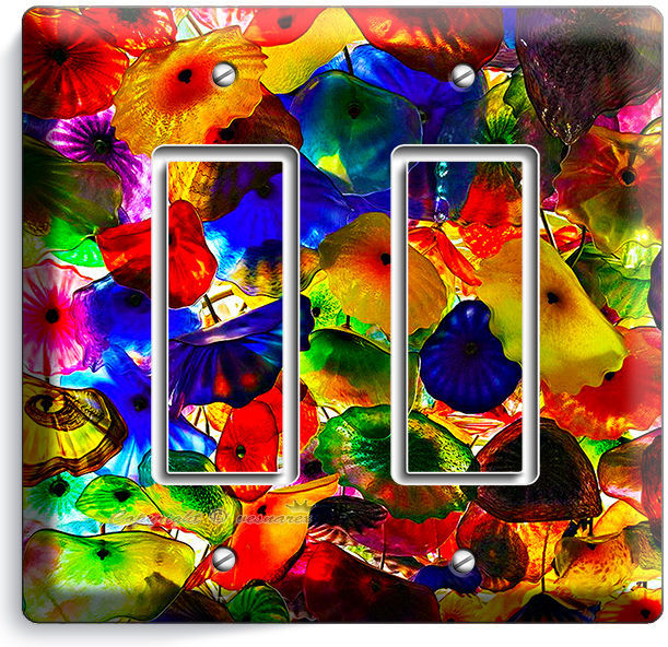 COLORFUL MURANO GLASS STYLE 2GFI LIGHT SWITCH WALL PLATE COVER LIVING ROOM DECOR