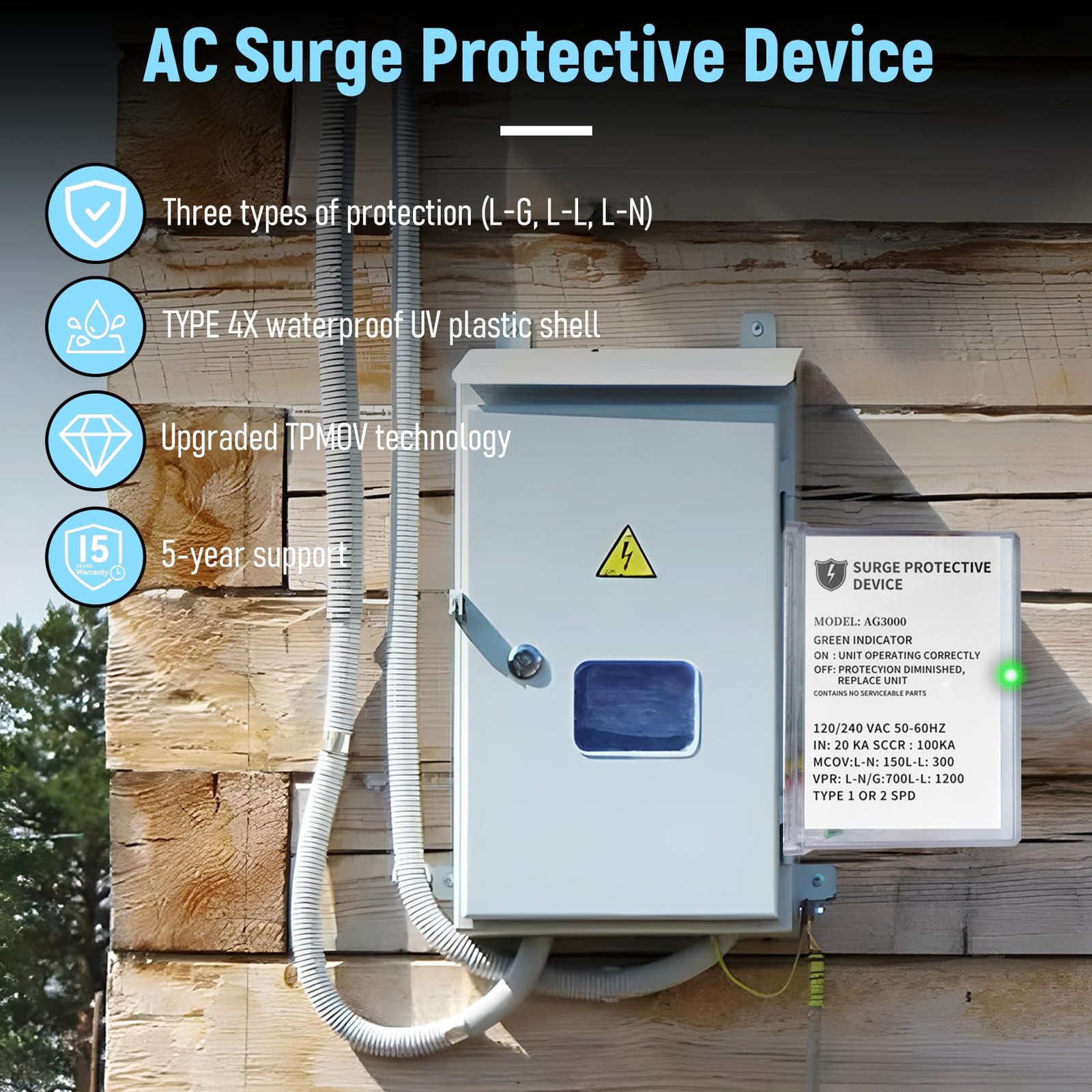 HVAC Surge Protector 120/240V Mini Split Surge Protector with TPMOV Technology D