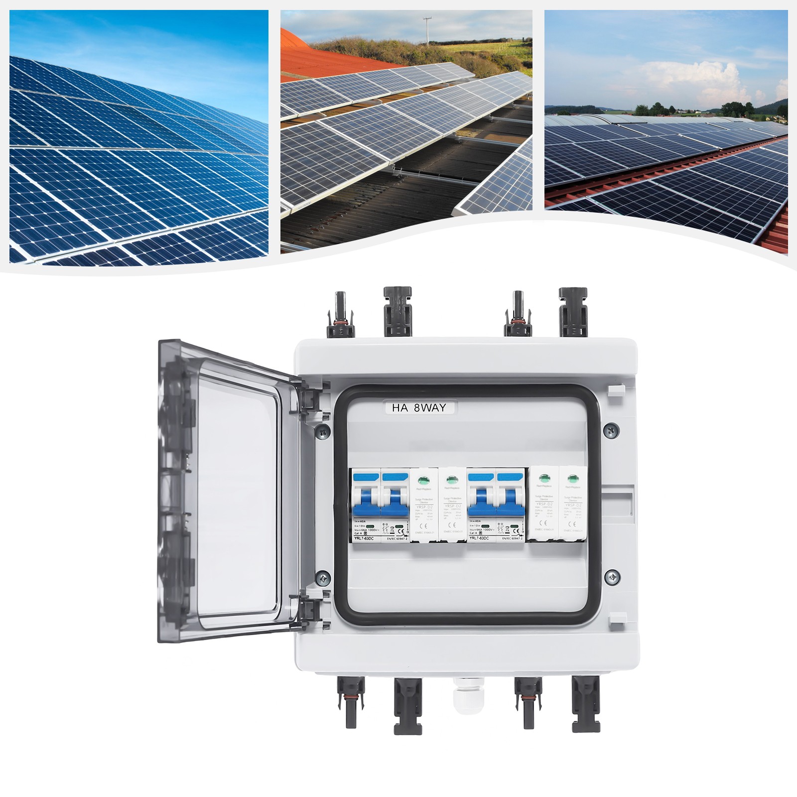 1000V 40A Solar PV Combiner Box 2 in 1 out 2 String Wasserdicht Kunststoff