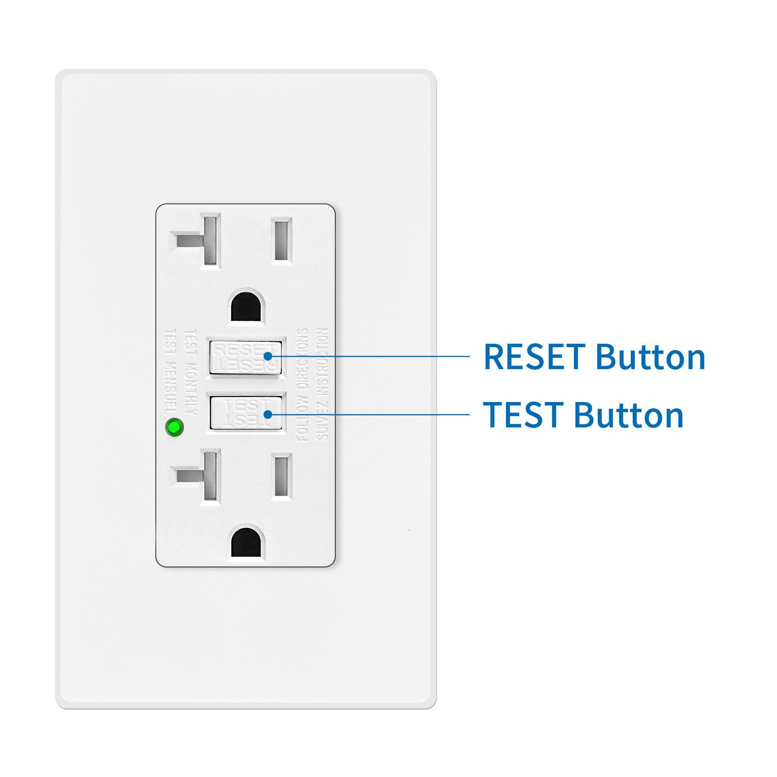 4 x GFCI Non-TR Outlet 20A Ground Fault Receptacle, LED Indicator, w/wall Plate