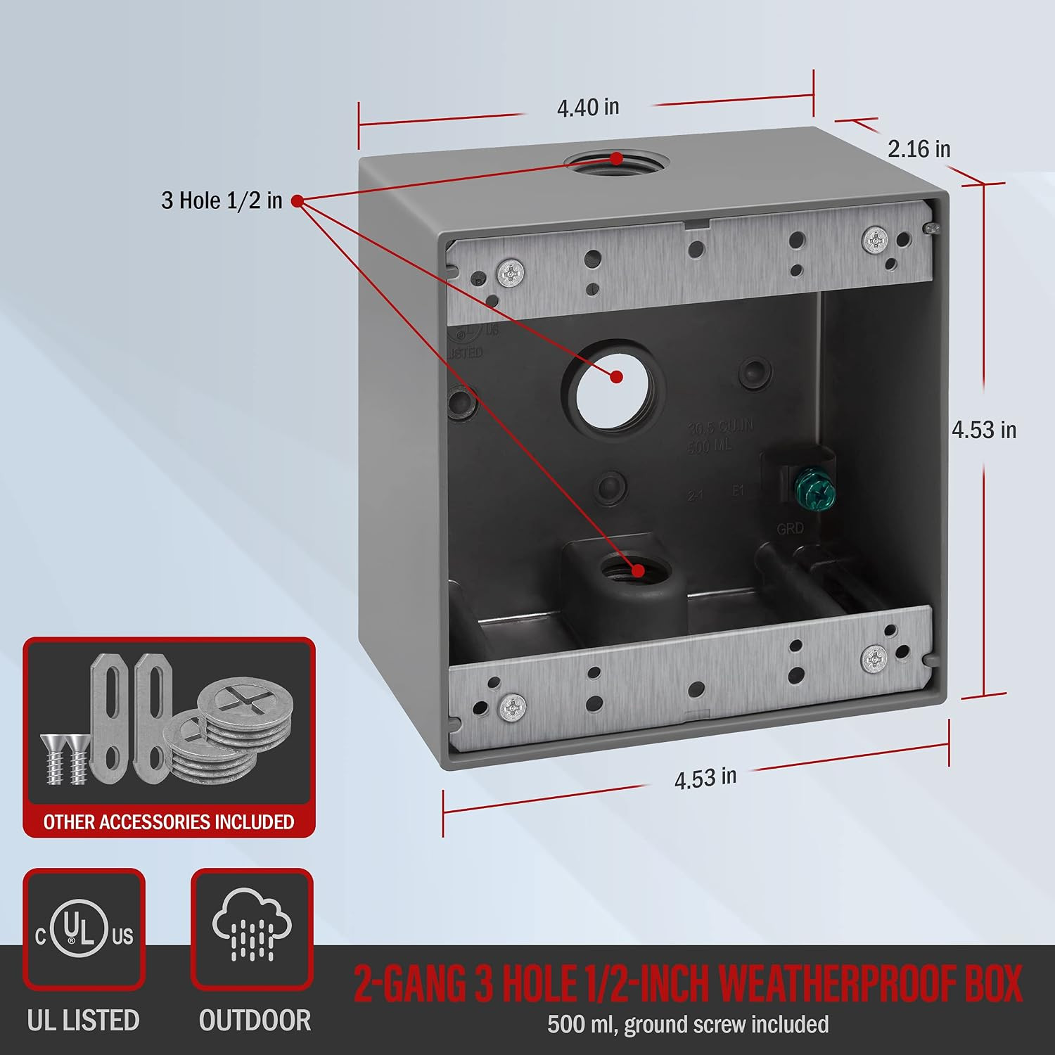 ENERLITES Weatherproof Outlet Bundle with Decorative Outlet Cover and Metal Outl
