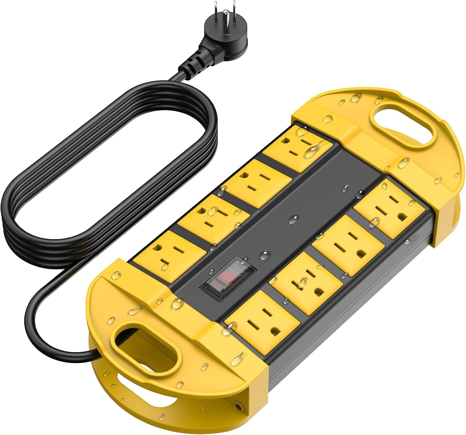 Outdoor Power Strip Weatherproof with 8 Plug, Waterproof Extension Cord 6FT.