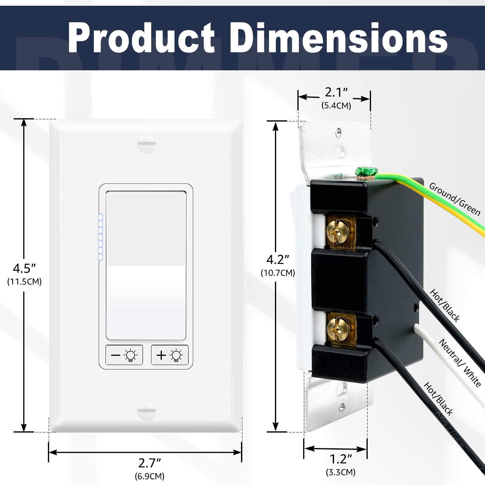 10PK Dimmer Light Switch Single Pole or 3-Way for LED Incandescent CFL 15A 120V