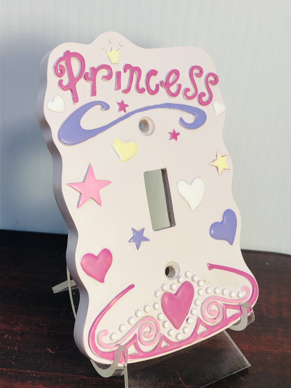 Princess Ceramic 3D Light Switch Plate Cover Hearts Stars By Borders Unlimited