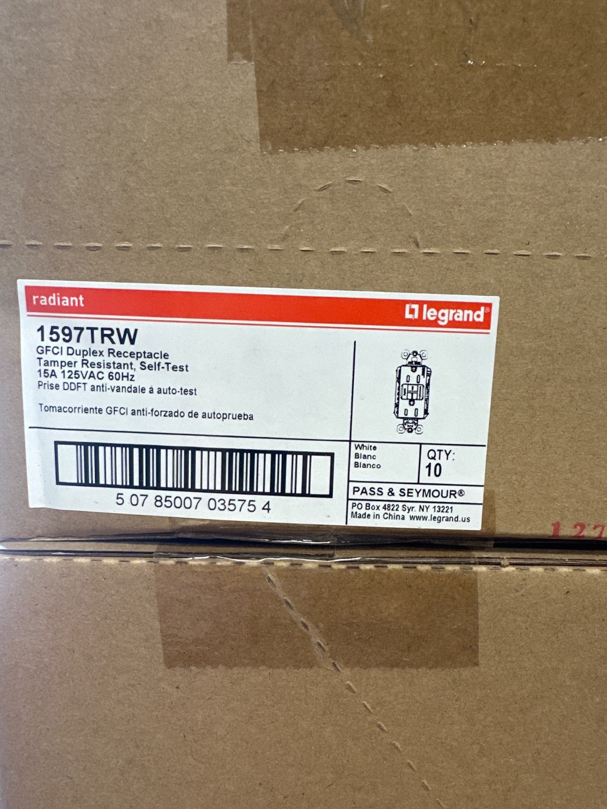 Case of (10) White GFCI 1597TRW