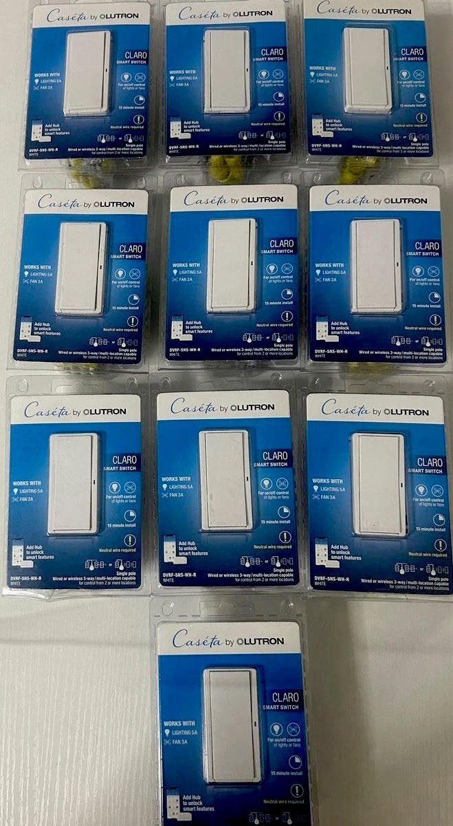 10 PCS Caseta Lutron DIVA SMART DIMMER DVRF-6L-WH-R LED+ Advanced Technology-New