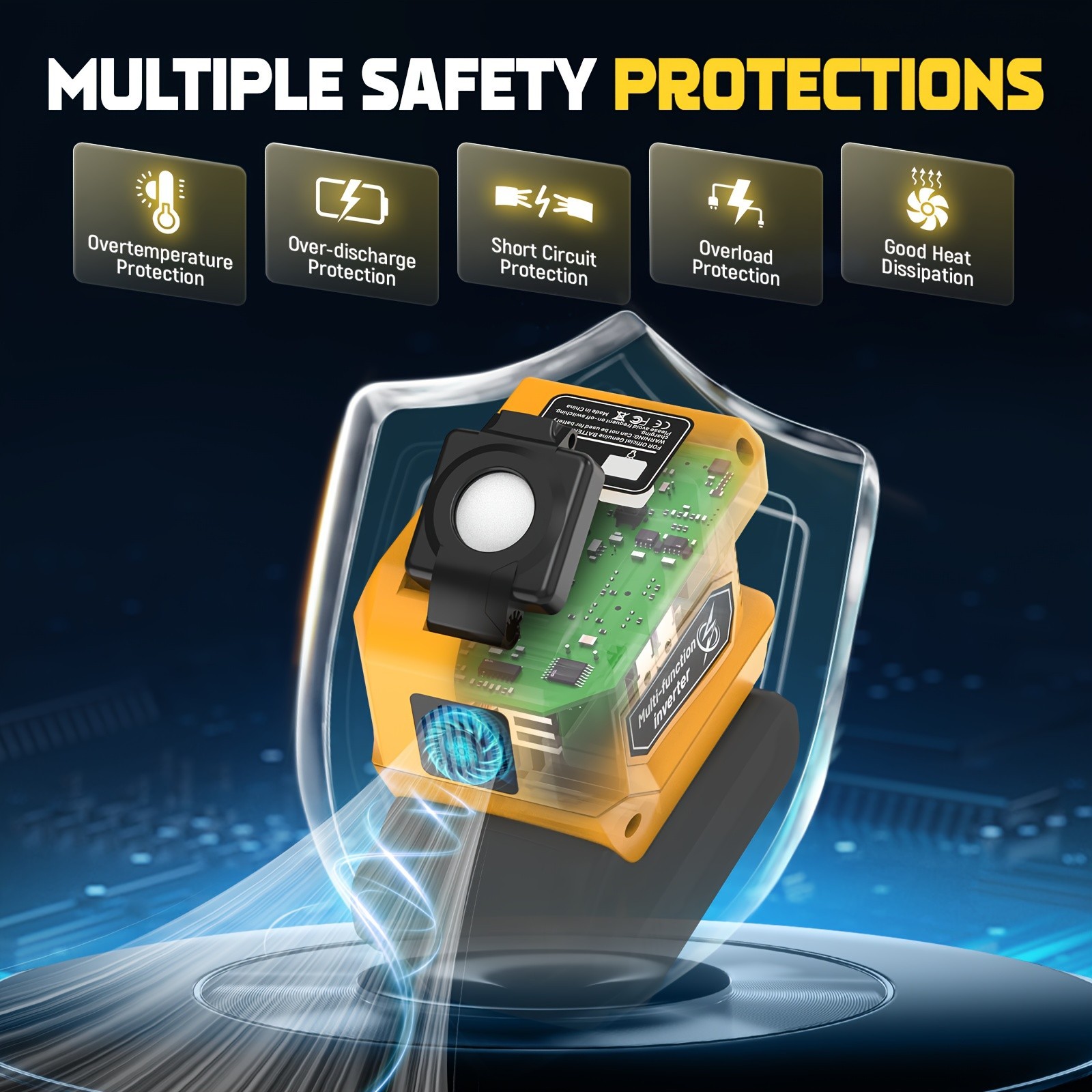 DC 20V to AC 110V Power Inverter Compatible with Dewalt 20V Battery 220W Output