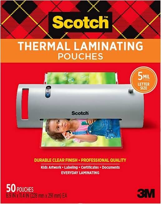 Scotch Thermal Pouches 5 mil, 8.9 in x 11.4 in (228 mm x 291 mm)