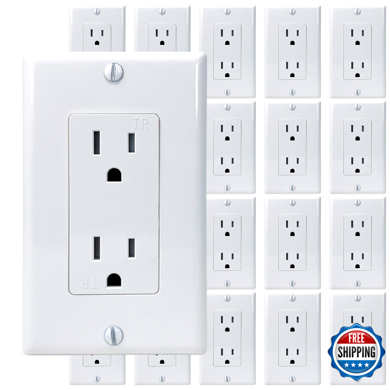 20-Pack Procuru 15 Amp Decorator Wall Outlet Receptacle Tamper Resistant
